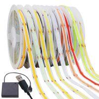 COB LED Strip Light 5V 320LEDs/m High Bright RA90 COB Light With USB Battery Box Flexible Led Tape Ribbon For Home Decoration