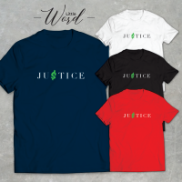 Little Word เสื้อยืดคอกลมแขนสั้นพิมพ์ลาย Ju$tice สไตล์มินิมอล ทรงUnisex