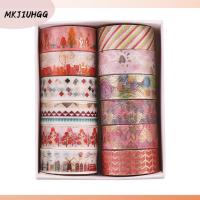 MKJIUHGG 2ม. X 15มม. เทป Washi คริสต์มาส ตกแต่งด้วยการตกแต่ง ฟอยล์สีทอง เทปกาว Washi อุปกรณ์ของชำร่วยงานเลี้ยง สุขสันต์วันคริสต์มาส เทปกาวตกแต่ง