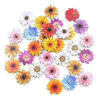 50PCS Wooden Chrysanthemum Button Cute Flower DIY Handmade Accessories Creative Cartoon Daisy Wood Button Patch