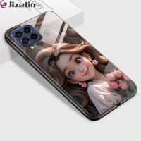 Jizetin เคสใส่โทรศัพท์แก้วสำหรับ Samsung Galaxy M51 M52 5G M53 5G M62 F62กันกระแทก3D ยิ้มได้ชุดเจ้าหญิงปลอกหุ้มกระจกเทมเปอร์