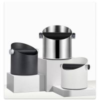 Coffee Knock Box Stainless Steel Shock-Absorbent Espresso Knock Box Barista Coffee Grind Dump Bin with Non-Slip Base Accessories