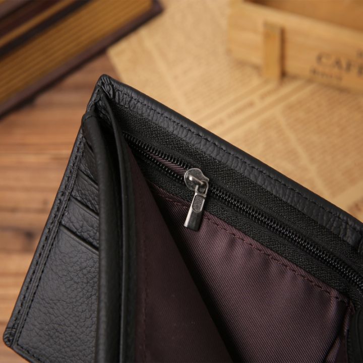 100-genuine-leather-men-wallet-premium-product-real-cowhide-wallets-for-man-short-black-credit-card-cash-receipt-holder-purse