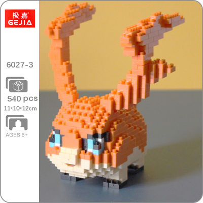 Gejia 6027-3อะนิเมะ Digimon Patamon แองเจิลดิจิตอลมอนสเตอร์สัตว์เลี้ยงสัตว์มินิเพชรอิฐบล็อกอาคารของเล่นสำหรับเด็กไม่มีกล่อง
