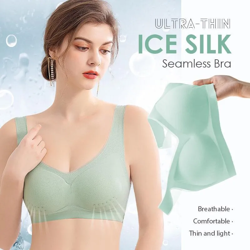 2PCS Ultra Thin Ice Silk Bra, Women Breathable Seamless Bra Summer Sport  Sleep Bras Underwear (Color : Skin+Blue, Size : Medium) : :  Clothing, Shoes & Accessories