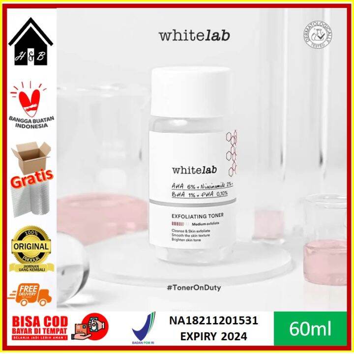 Whitelab Official BPOM Exfoliating Toner 60ml Original dengan kandungan