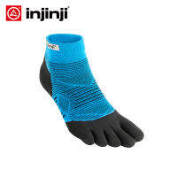 Injinji ถุงเท้าห้านิ้วบางต่ำวิ่งตุ่มป้องกันถุงน่อง Coolmax ผู้ชายแห้งเร็วสีทึบขี่จักรยานกีฬา