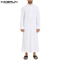 【hot】✽  Muslim Men Jubba Thobe Sleeve Color Breathable Robes 2023 Collar Arabic Kaftan Abaya S-5XL