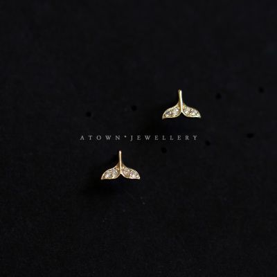 Mini S925 sterling silver gold-plated zircon earrings anting earrings woman student jewelry jewelry gift AAA