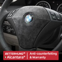 Alcantaraคาร์บอนไฟเบอร์สำหรับ BMW E60 Series 5 2004-2007พวงมาลัยถุงลมนิรภัยฝาครอบสติกเกอร์ตกแต่งภายในรถอุปกรณ์เสริม