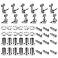 Replacement Accessories 12 Pack Acoustic Guitar Guitar Pins Tuner Head Knobs (6 Left + 6 Right) Silver