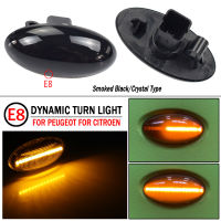 2Pcs Led แบบไดนามิกไฟเลี้ยวด้านข้าง Marker Light Sequential ไฟกระพริบสำหรับ Peugeot 307 206 407 107 607 1007 Partner Expert