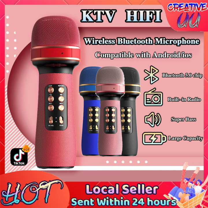 🔥【SG Ready Stock】🔥 WS898 Bluetooth Handheld Microphone Karaoke High Quality Speaker Mic Singing