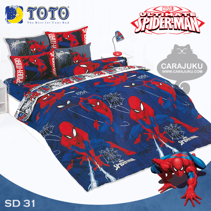 toto-ชุดผ้าปูที่นอน-ผ้านวม-5-ฟุต-สไปเดอร์แมน-spiderman-ชุด-5-ชิ้น-เลือกสินค้าที่ตัวเลือก-โตโต้-ผ้าปู-ผ้าปูที่นอน-ผ้าปูเตียง-spider-man