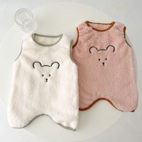 Ins 2023 Autumn Winter Newborn Girls Sleepwear Hairy Fleece Sleeveless Warm Infan Girls Pajamas Loose Soft Baby Girls Sleepwear