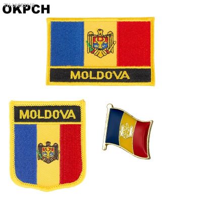 ☃ Moldova National Flag Embroidered Iron on Patches for Clothing Metal badges PT0130-3