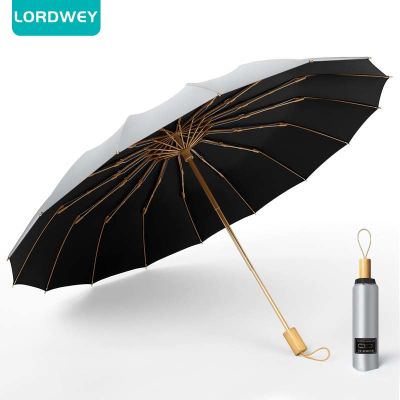 LORDWEY ลมแรงทน3พับ16พันคู่มือร่มผู้ชายร่มกันแดดผู้หญิงฝนร่มขนาดใหญ่ซูเปอร์ป้องกันแสงแดดและรังสียูวี
