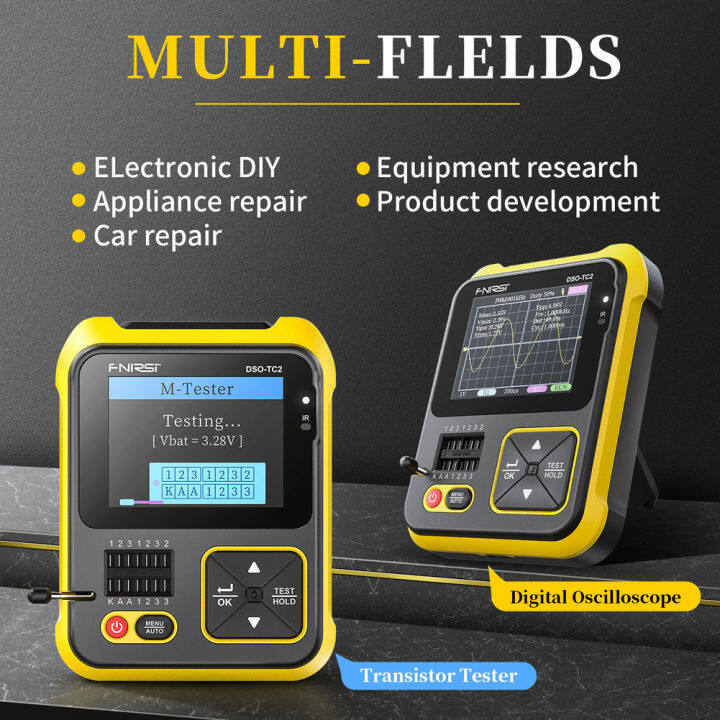 200khz-bandwidth-portable-handheld-oscilloscope-transistor-tester-digital-oscilloscope-2-in-1-testing-tool-pwm-square-waves-output-2-4-i-nch-color-display-with-backlight-multifunctional-oscilloscope