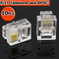 หัวโทรศัพท์   RJ11 จำนวน 10 หัว 10PCs 6P4C 6 Pins 4 Contacts RJ11 Telephone Modular Plug Jack ( Crystal Plug Connector High Quality )