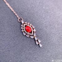 Fine Jewelry 925 Sterling Silver Inlay With Natural Gemstone Womens Luxury Lovely Fresh Red Coral Pendant Necklace Support Dete