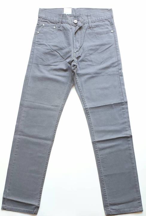 กางเกงขายาว-กางเกงชิโน-ผู้ชาย-กระบอกธรรมดา-ผ้าไม่ยืด-ผ้าเวสปอยส์-กึ่งยีนส์-ผ้า100-cotton-เป้าซิป-size-28-44