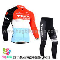 ชุดจักรยานแขนยาวทีม Trek 14 สีแดงขาวฟ้า