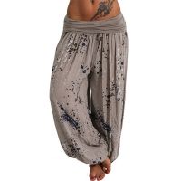 SHUJIN Summer Beach Bohemian Pants Women High Waist Harem Pants Plus Size Vintage Loose Print Bloomers Floral Trousers Women