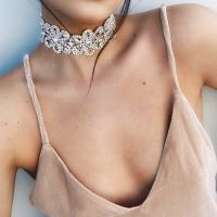 【cw】 Jewdy Rhinestone Choker Necklace Chunky Statement Chocker Collar Jewelry Neck Accessories Fashion ！