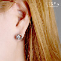 LenYa Jewelry ต่างหูเพชร DiamondLike  สองดีไซน์ในหนึ่งเดียว บนตัวเรือนอัลลอยด์อิตาลี่ชุบทองคำขาว