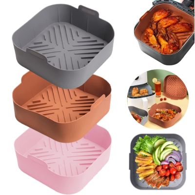 Air Fryer Tray Silicone Mold For Air Fryer Liner Basket Reusable Oven Baking Tray Non-stick Pizza Grill Pan Kitchen Accessories