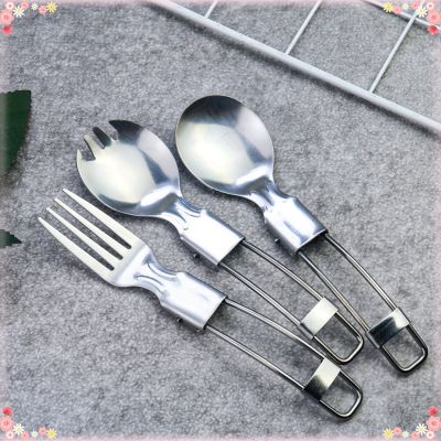 Metal Folding Fork Spoon Cutlery  Stainless Steel Tableware for Picnic Travel Portable Salad Spoon Outdoor Camping Equipment Flatware Sets