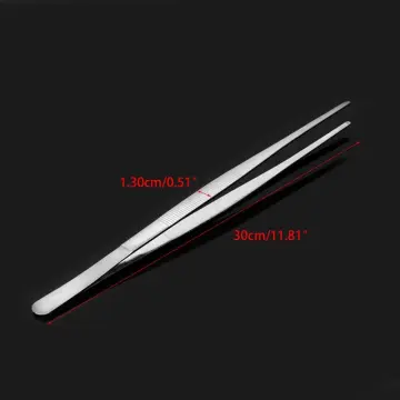 12-Inch Stainless Steel Tweezers Angled Extra-Long Tongs for Cooking  Repairing