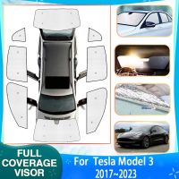 Car Full Sun Visors Covers For Tesla Model 3 2023 Accessories 2017~2023 Car Anti-UV Sunscreen Window Sunshades Auto Accessories Sunshades