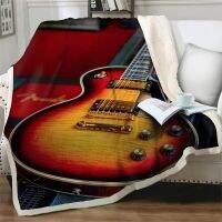 2023 3D Vintage Big Guitar Plush Throw Blankets for Living Room Bedroom Home Textile Beds Sofa Portable Quilt Travel Picnic Nap Cover