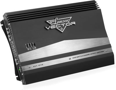 4-Channel High Power MOSFET Amplifier - Slim 2000 Watt Bridgeable Mono Stereo 4 Channel Car Audio Amplifier w/ Crossover Frequency and Bass Boost Control, RCA input, and Line Output - Lanzar VCT4110 4 2000-watt