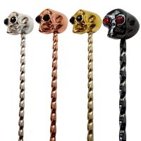 Skull Bar Spoon Stainless Steel Mixing Spoon Spiral Pattern Long Handle Cocktail Spoon