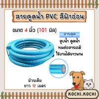 สายดูดน้ำ พีวีซี สีฟ้าอ่อน ขนาด 4 นิ้ว ยาว 12 เมตร สายดูดน้ำท่อน้ำไทย ใช้ดูดน้ำ ใช้เป็นท่อดูดส้วม