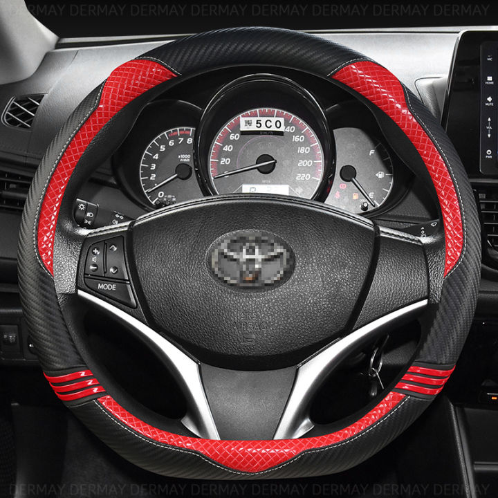 37-38CM Car Steering Wheel Cover Non-slip PU Leather for Toyota Corolla Camry Rav4 Auris Prius Yalis Avensis auto accessories