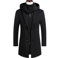 New Men Winter Wool Coat Thick Hooded Men Wool Blends Coats British Style Long Windbreaker Jacket Woolen Overcoats