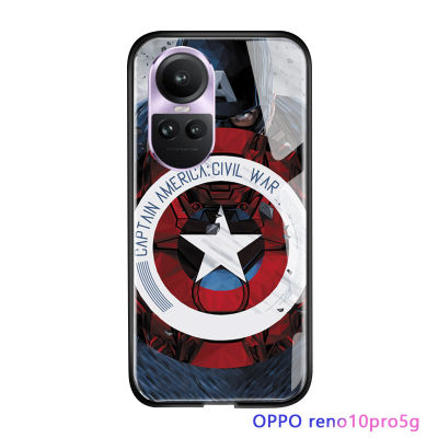 Serpens เคสสำหรับ OPPO Reno10 Pro 5G กันกระแทกสุดหรู Marvl The Avengers Superhero Spiderman กัปตันอเมริกาไอรอนแมนเคสโทรศัพท์กระจกเทมเปอร์ฝาหลัง
