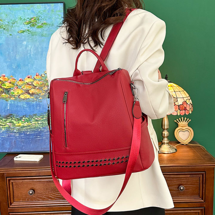 กระเป๋าสะพายข้าง-2023-กระเป๋าสตรีแฟชั่นสตรีทเทรนด์ใหม่-pu-หนังนิ่มความจุขนาดใหญ่กระเป๋าเป้นักเรียนที่เรียบง่ายขายส่ง