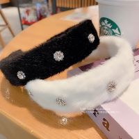 [COD] Korean trendy temperament rhinestone headband womens high skull top hair fixed high-end plush wide-brimmed accessories wholesale