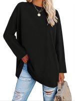 onlcicn Basic Loose Solid T-Shirt, Casual Long Sleeve Crew Neck T-Shirt, Casual Every Day Tops, Womens Clothing