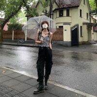 Belt Band Work Pants Feamer Autumn รุ่นเกาหลีรุ่นใหม่ของนักเรียน BF Wind เอวสูงและกางเกงลำแสงลำแสงแบบสบาย ๆ
