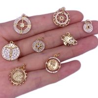 Fashion Classic Round Compass/Sun/Planet/Virgin Mary/Cross Pendant Zircon Jewelry Making Necklace Bracelet Accessories