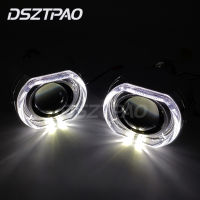 Headlight Lenses Angel Eyes Bi-xenon H1 HID Projector Square LED Running Lights Halo Lens Kit For H7 H4 Car Accessories