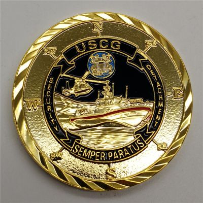 เหรียญที่ระลึกเหรียญชุบทอง USCG ขายตรงเหรียญที่ระลึกกองทัพของสะสมงานฝีมือรวมรัฐยามชายฝั่ง