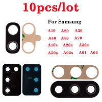 10ชิ้น Kamera Kaca Belakang Belakang untuk Samsung Galaxy A10 A20 A30 A40 A50 A70 A10S A20S A30S A50S A01 A02 A02S