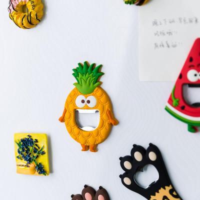 MDZF SWEETHOME 3D Resin Cartoon Fridge Magnets Bread Donuts Refrigerator Message Sticker With Bottle Opener Kitchen Decoration