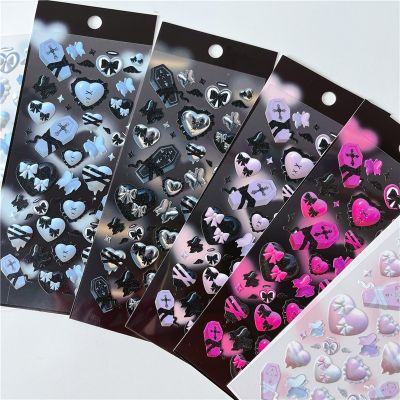 1Pc Ins Frozen Heart Series Laser Decorative Stickers For DIY Diary Dark Style Decorative Material Sticker Journaling Stationery Stickers Labels